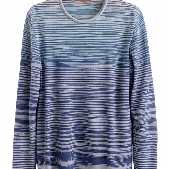Vintage Missoni Italy Gradient Blue Long Sleeve Shirt